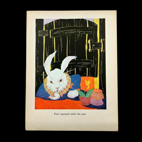 The Tale of Peter Rabbit Fern Bisel Peat Book Illustration Peter Under the Gate - Picture 1 of 6